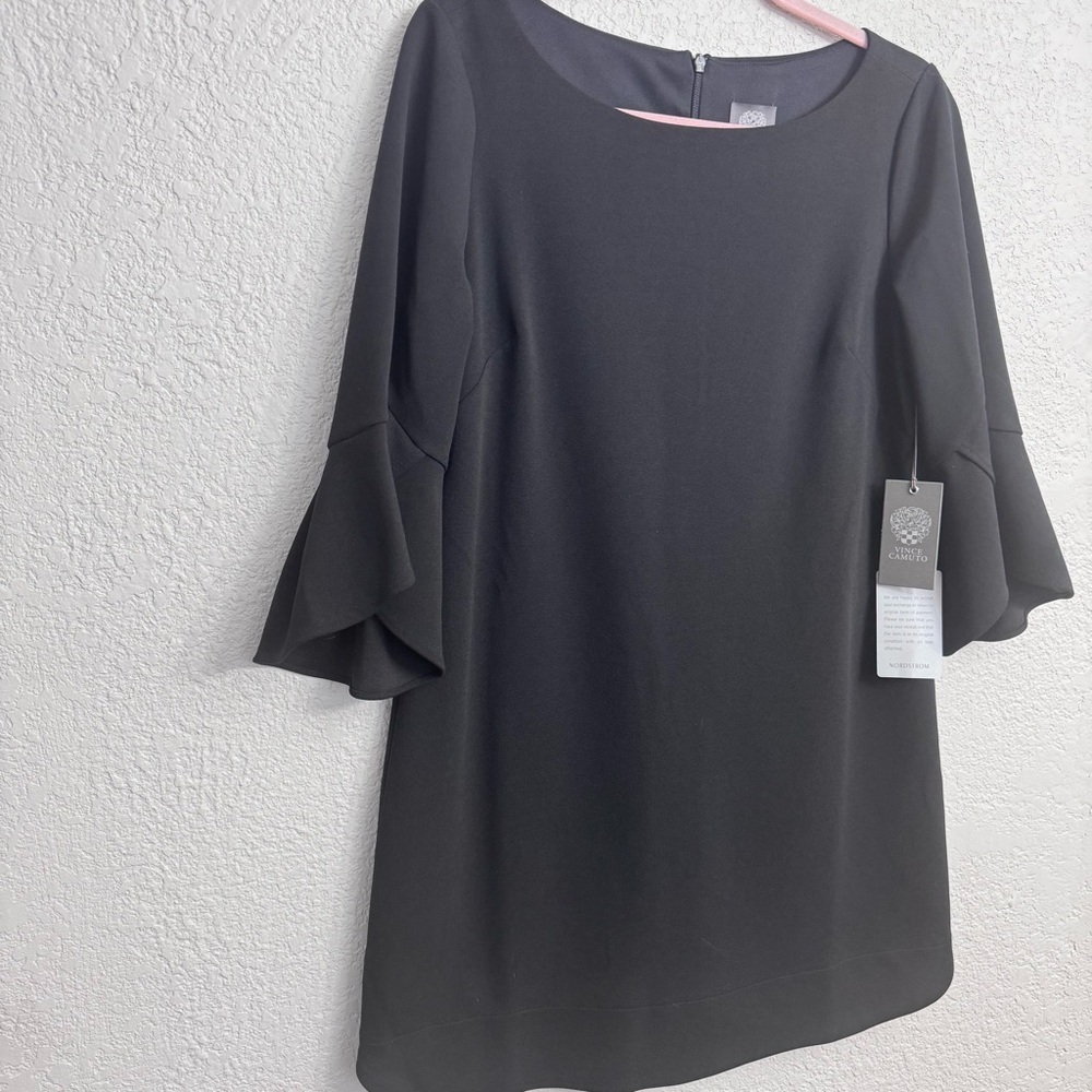 Vince Camuto Black Shift Dress Size 10P | Flutter Sleeve Petite NWT - Picture 4 of 8